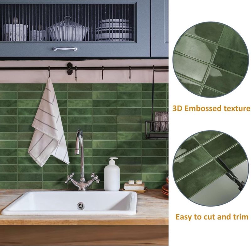 Azulejos Verdes Adhesivos 10 Hojas