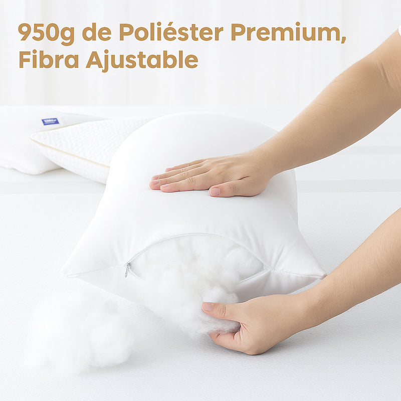 Juego 2 almohadas hipoalergénicas de fibra bambu