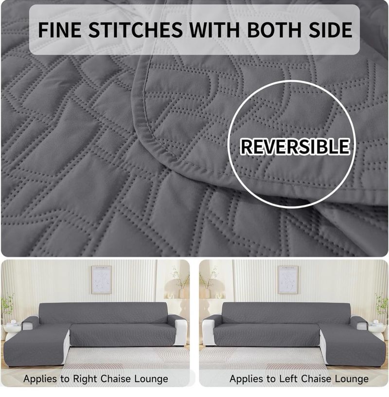 Funda Sofa Chaise Long 3 Plazas Impermeable Gris
