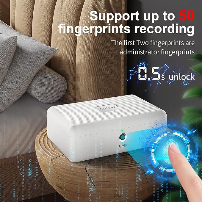 Caja Biométrica Portátil con Huella Digital
