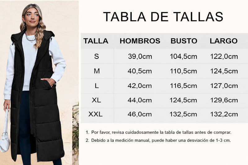 Chaleco acolchado largo mujer negro XL