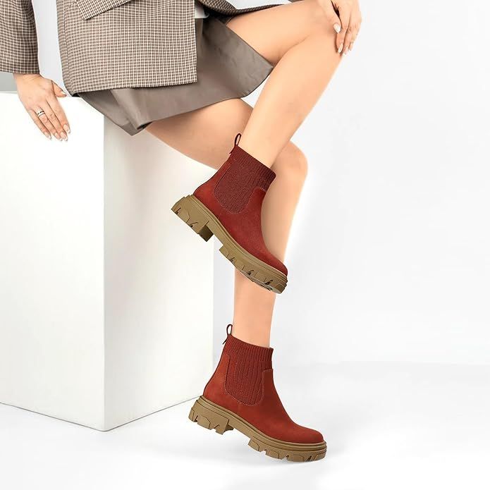 Botines Chelsea Invierno Mujer Rojo