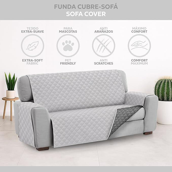 Funda Cubre Sofá Malu 3 Plazas - Gris Claro