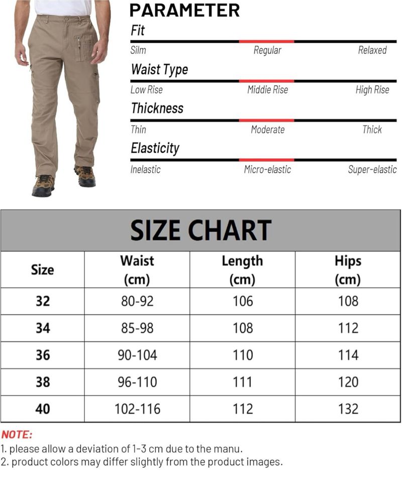 Pantalones tácticos verano para hombre talla 36