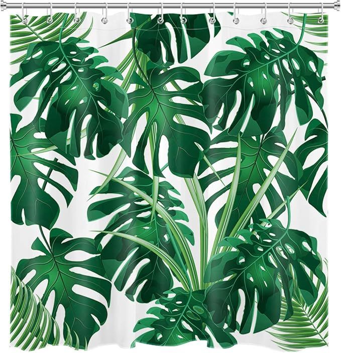 Cortina de Ducha Hojas de Palma Verde - 240x175cm
