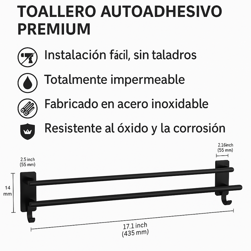 Toallero Adhesivo Negro